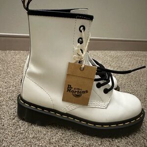 Dr. Martens 1460 White Boots with Black Accents